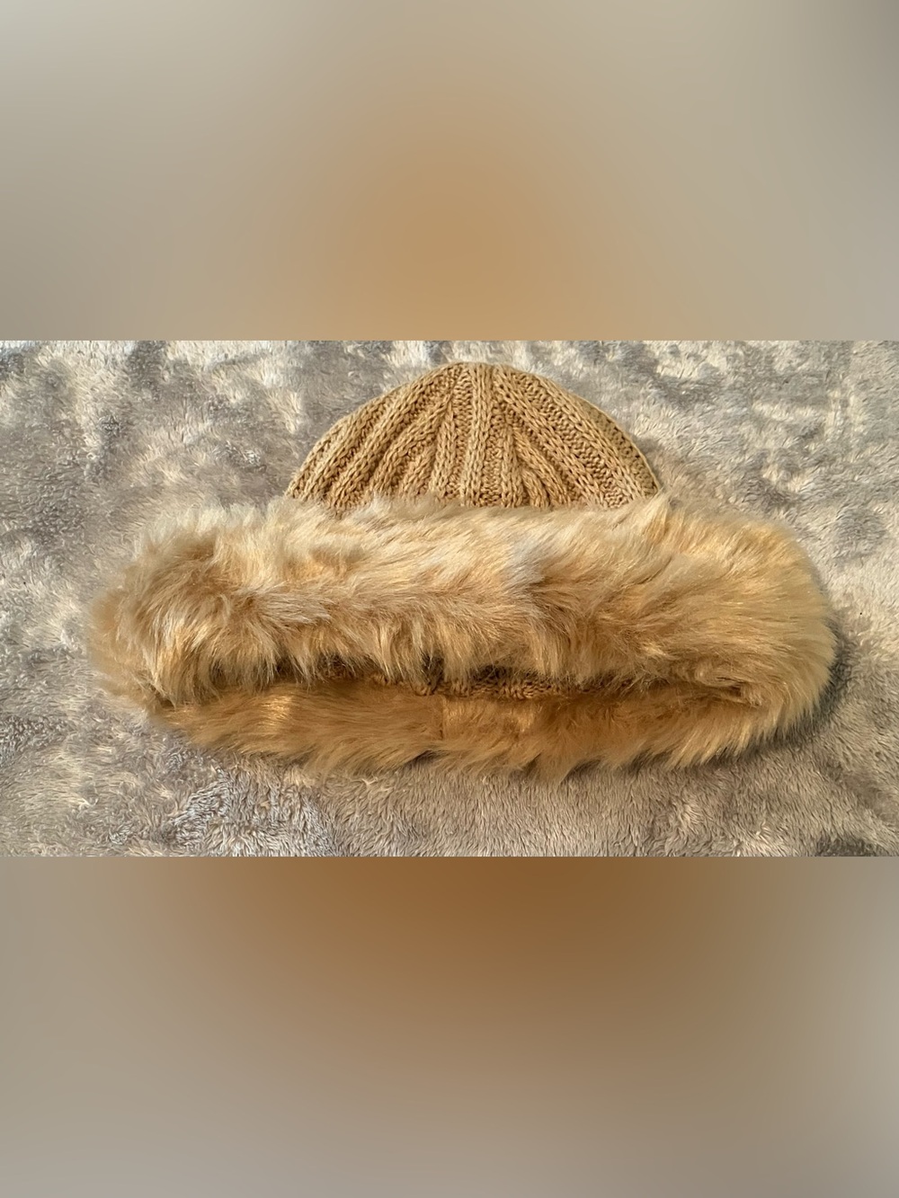 Silverstone Women's Faux Fur Knit Crown Winter Beanie Hat Tan